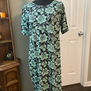 LulaRoe Green/black Floral Print S/S Dress